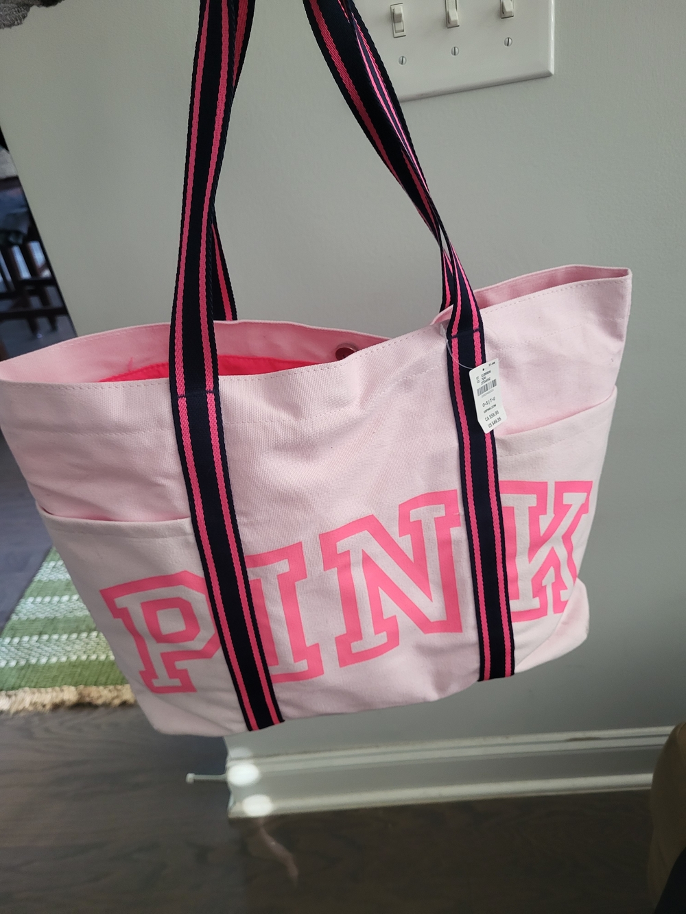 PINK Victoria's Secret Canvas Logo Tote Bag in Light Pink